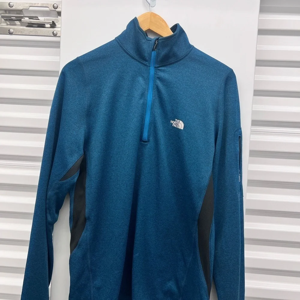 The North Face teal blue quarter zip pullover size M
